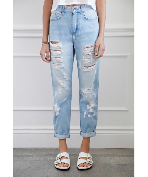 FOREVER 21（フォーエバー トゥエンティーワン）の「FOREVER 21 Distressed Boyfriend Jeans（デニムパンツ・レディース・Blue・26/27/28/29/30/31）」の10枚目の写真