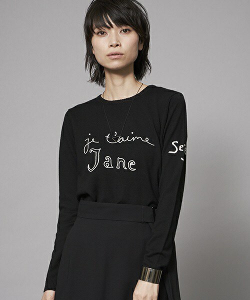 BELLA FREUD(ベラ・フルード)の「Bella Freud 『JE TAIME JANE』メッセージメリノウールニット(ニット/セーター・レディース・ブラック・S/M)」の1枚目の写真