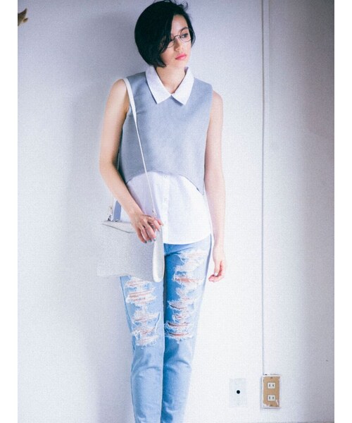 EMODA（エモダ）の「W material 2WAYクラッチ（バッグ・レディース・ホワイト/ブラック・F）」の5枚目の写真