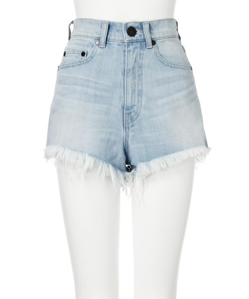 EMODA（エモダ）の「ロングフリンジジャストウエストショートパンツ（パンツ・レディース・ホワイト/アイスブルー・XS/S/M）」の4枚目の写真