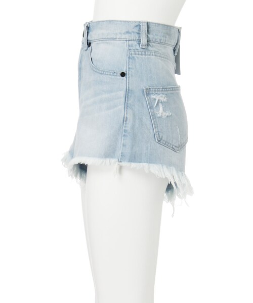 EMODA（エモダ）の「ロングフリンジジャストウエストショートパンツ（パンツ・レディース・ホワイト/アイスブルー・XS/S/M）」の5枚目の写真