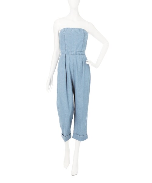 B00056 ラグナムーンLAGUNAMOONニットジャンプスーツ LAGUNAMOON（ラグナムーン）の「デニムベアジャンプスーツ（）」 - WEAR