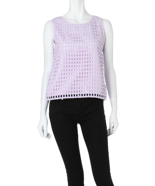 MERCURYDUO（マーキュリーデュオ）の「【DUO】 格子レースタンクブラウス（トップス・レディース・オフホワイト/ライトイエロー/ネイビー/ラベンダー・F）」の2枚目の写真