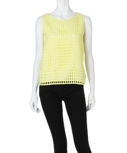 MERCURYDUO（マーキュリーデュオ）の「【DUO】 格子レースタンクブラウス（トップス・レディース・オフホワイト/ライトイエロー/ネイビー/ラベンダー・F）」の5枚目の写真