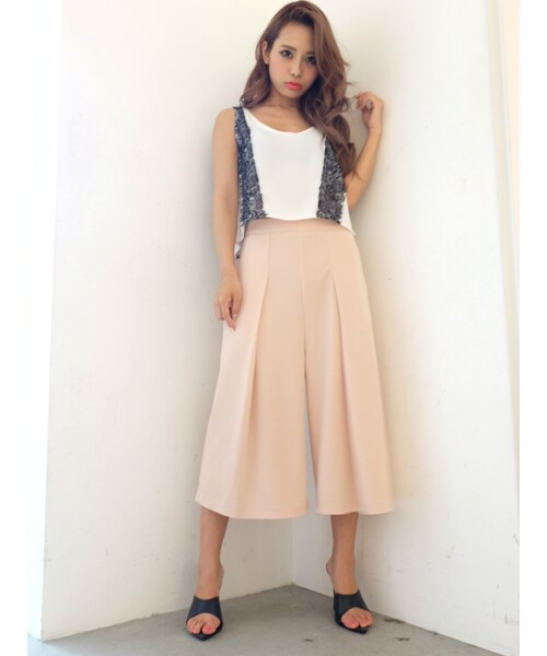 RESEXXY（リゼクシー）の「マニッシュソフトガウチョパンツ（パンツ・レディース・ブラック/ピンク）」の5枚目の写真