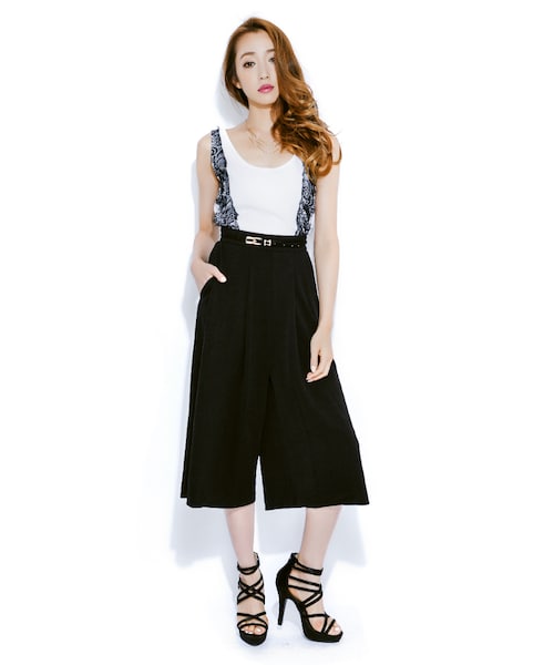 RESEXXY（リゼクシー）の「マニッシュソフトガウチョパンツ（パンツ・レディース・ブラック/ピンク）」の3枚目の写真