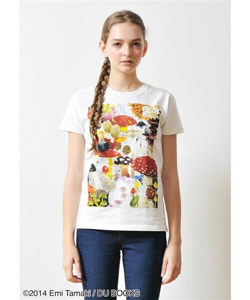 Design Tshirts Store graniph（デザイン　ティーシャツ　ストア　グラニフ）の「少女系きのこ図鑑 (玉木 えみ)（トップス・ホワイト・SS/S/M/L）」の9枚目の写真
