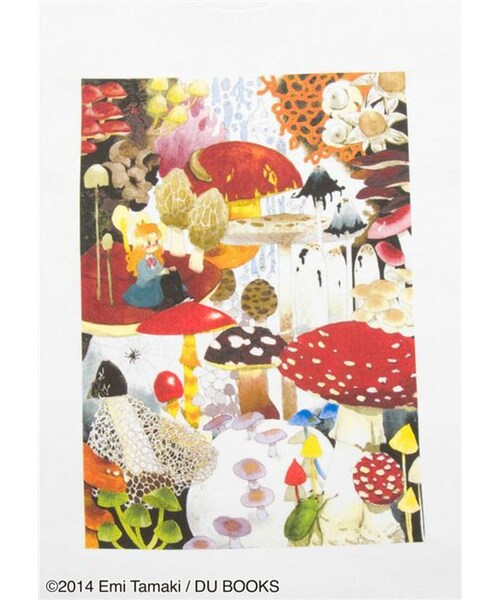 Design Tshirts Store graniph（デザイン　ティーシャツ　ストア　グラニフ）の「少女系きのこ図鑑 (玉木 えみ)（トップス・ホワイト・SS/S/M/L）」の4枚目の写真