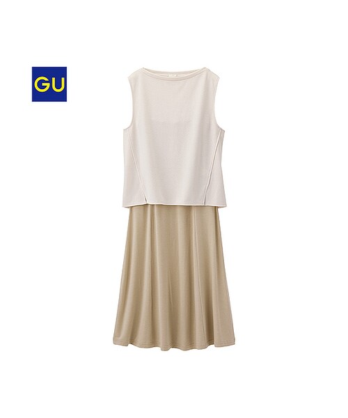 GU（ジーユー）の「（GU）セットワンピース（ノースリーブ）（WOMEN ⁄ ワンピース・レディース・GREEN/NAVY/BEIGE・L/S/M）」の2枚目の写真