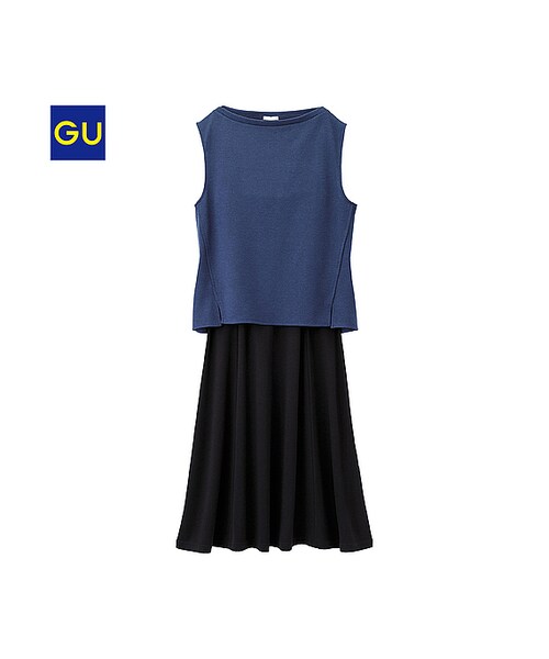 GU（ジーユー）の「（GU）セットワンピース（ノースリーブ）（WOMEN ⁄ ワンピース・レディース・GREEN/NAVY/BEIGE・L/S/M）」の3枚目の写真