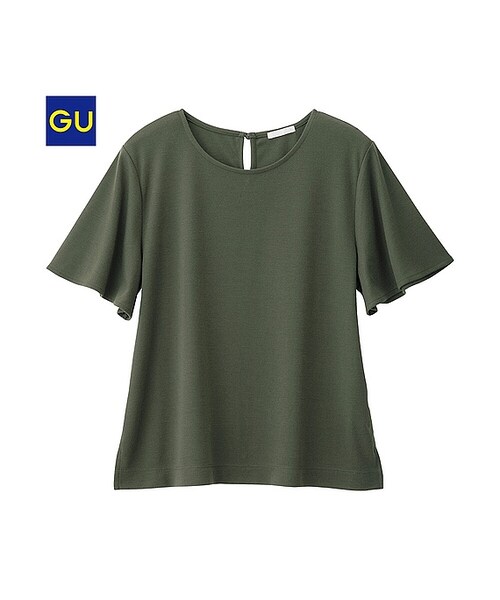 ゅ様　ご確認用 GU ジーユー フリル スリーブT 半袖 ブラック 黒 二の腕カバー M