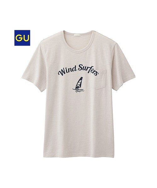 GU（ジーユー）の「（GU）グラフィックＴ（サーフ・半袖）Ｇ（MEN ⁄ グラフィックTシャツ・メンズ・GRAY/WHITE/BEIGE・XL/M/S/L）」の3枚目の写真