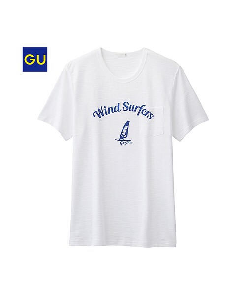 GU（ジーユー）の「（GU）グラフィックＴ（サーフ・半袖）Ｇ（MEN ⁄ グラフィックTシャツ・メンズ・GRAY/WHITE/BEIGE・XL/M/S/L）」の2枚目の写真