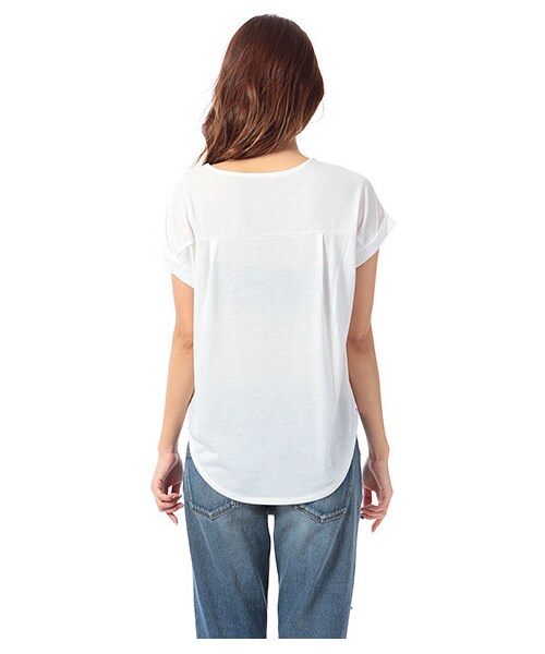 SPIRALGIRL（スパイラルガール）の「モチーフ総柄Tシャツ（トップス・レディース・ブラック/オフホワイト系・F）」の4枚目の写真