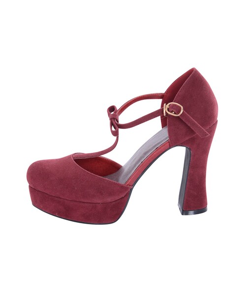 merry jenny（メリージェニー）の「Tストラップチャンキーパンプス（シューズ・レディース・ブラック/レッド/カーキ・M/L）」の3枚目の写真