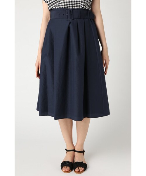 Spick & Span（スピックアンドスパン）の「エアリーシャンブレーベルトツキスカート（スカート・レディース・ホワイト/ネイビー/ブルー/オレンジ・36/38）」の3枚目の写真