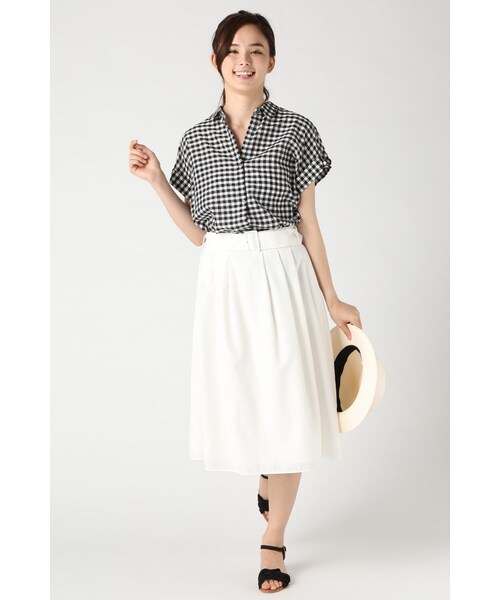 Spick & Span（スピックアンドスパン）の「エアリーシャンブレーベルトツキスカート（スカート・レディース・ホワイト/ネイビー/ブルー/オレンジ・36/38）」の5枚目の写真