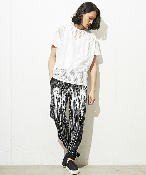 DIET BUTCHER(ダイエットブッチャー)の「DIET BUTCHER SLIM SKIN ルーズフィットメッシュ切替Tシャツ(Tシャツ/カットソー・メンズ・ブラック/ホワイト・FREE)」の3枚目の写真