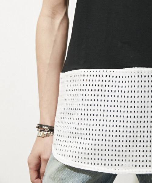 DIET BUTCHER（ダイエットブッチャー）の「DIET  BUTCHER  SLIM  SKIN 裾メッシュタンクトップ（タンクトップ・メンズ・ホワイト/ブラック・1/2）」の14枚目の写真