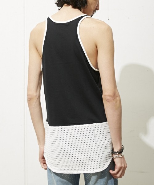 DIET BUTCHER（ダイエットブッチャー）の「DIET  BUTCHER  SLIM  SKIN 裾メッシュタンクトップ（タンクトップ・メンズ・ホワイト/ブラック・1/2）」の13枚目の写真