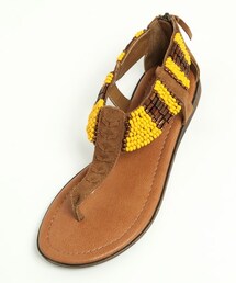 ミネトンカ　MINNETONKA トングサンダル ブラウン ビーズ装飾 Minnetonka サンダル 「MINNETONKA/ミネトンカ」 スエードベルト