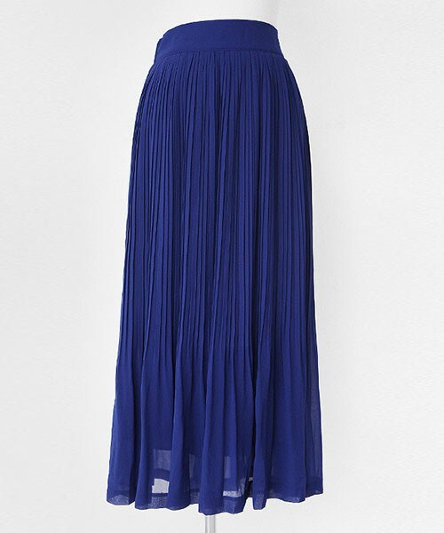 DHOLIC（ディーホリック）の「ウエストゴムシフォンプリーツミモレスカート（スカート・レディース・アイボリー/ディープブルー/ブラック/ピーチ・FREE）」の3枚目の写真