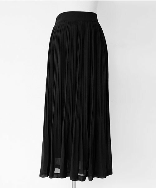 DHOLIC（ディーホリック）の「ウエストゴムシフォンプリーツミモレスカート（スカート・レディース・アイボリー/ディープブルー/ブラック/ピーチ・FREE）」の2枚目の写真