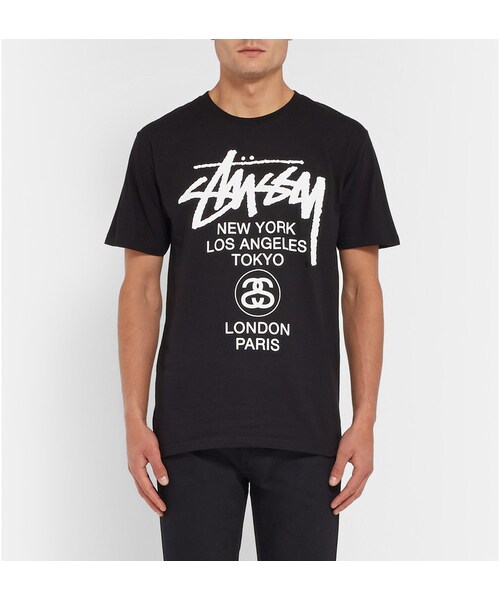 STUSSY(ステューシー)の「Stüssy World Tour Printed Cotton-Jersey T-Shirt(Tシャツ/カットソー・メンズ・Black・S/M/L/XL/XXL)」の6枚目の写真