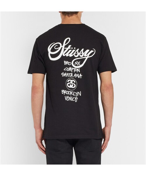 STUSSY(ステューシー)の「Stüssy World Tour Printed Cotton-Jersey T-Shirt(Tシャツ/カットソー・メンズ・Black・S/M/L/XL/XXL)」の2枚目の写真