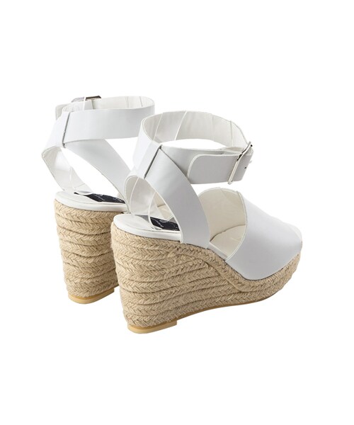 gracegift（グレースギフト）の「韓國寬帶麻編楔型涼鞋（その他・レディース・棕/白・35/36/37/38/39/40）」の5枚目の写真