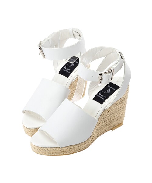 gracegift（グレースギフト）の「韓國寬帶麻編楔型涼鞋（その他・レディース・棕/白・35/36/37/38/39/40）」の2枚目の写真