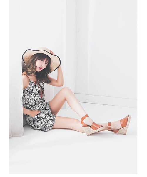 gracegift（グレースギフト）の「韓國寬帶麻編楔型涼鞋（その他・レディース・棕/白・35/36/37/38/39/40）」の20枚目の写真