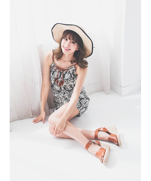 gracegift（グレースギフト）の「韓國寬帶麻編楔型涼鞋（その他・レディース・棕/白・35/36/37/38/39/40）」の19枚目の写真