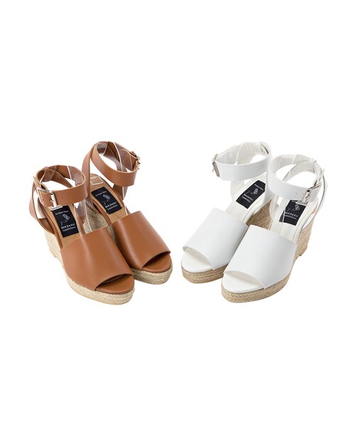 gracegift（グレースギフト）の「韓國寬帶麻編楔型涼鞋（その他・レディース・棕/白・35/36/37/38/39/40）」の21枚目の写真