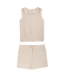 gracegift | 韓國都會優雅肩部縷空格紋套裝(その他)