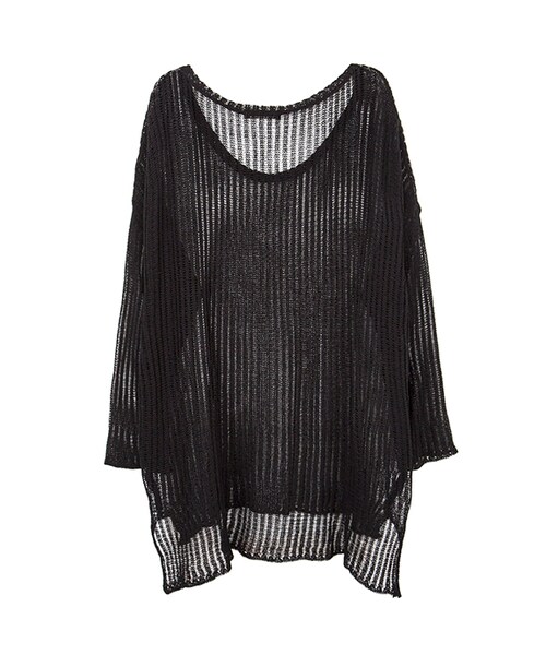 gracegift（グレースギフト）の「韓國輕夏微甜縷空針織罩衫上衣（トップス・レディース・杏/黑・F）」の9枚目の写真