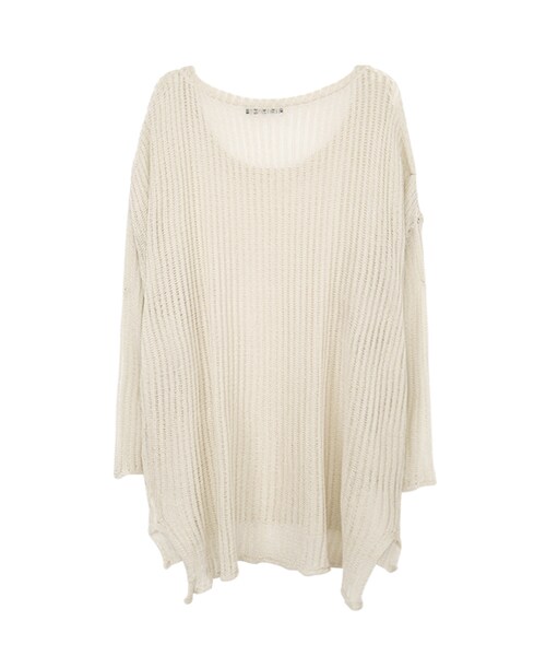 gracegift（グレースギフト）の「韓國輕夏微甜縷空針織罩衫上衣（トップス・レディース・杏/黑・F）」の2枚目の写真