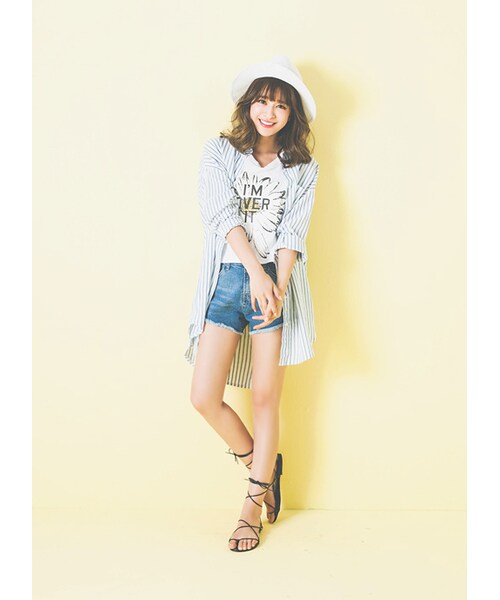 gracegift（グレースギフト）の「韓國清爽雛菊印花無袖短版背心（トップス・レディース・白/粉・F）」の5枚目の写真