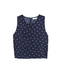 gracegift | 韓國俏甜水玉點點棉麻無袖背心(トップス)