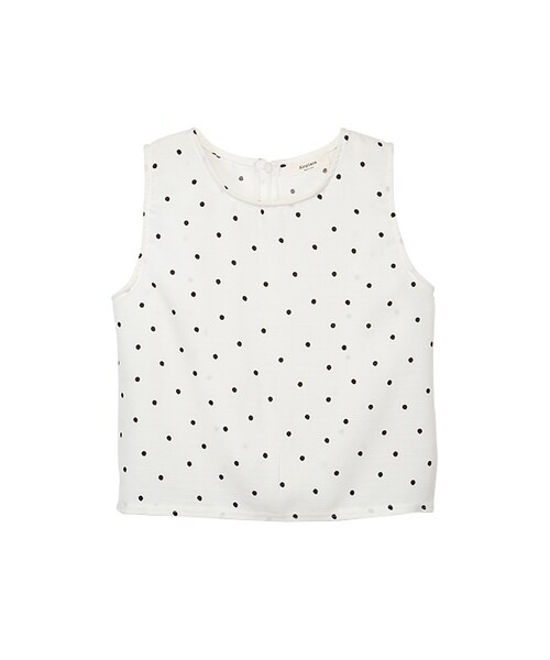 gracegift（グレースギフト）の「韓國俏甜水玉點點棉麻無袖背心（トップス・レディース・深藍/白・F）」の2枚目の写真