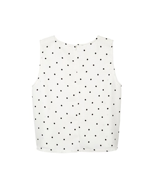 gracegift（グレースギフト）の「韓國俏甜水玉點點棉麻無袖背心（トップス・レディース・深藍/白・F）」の3枚目の写真