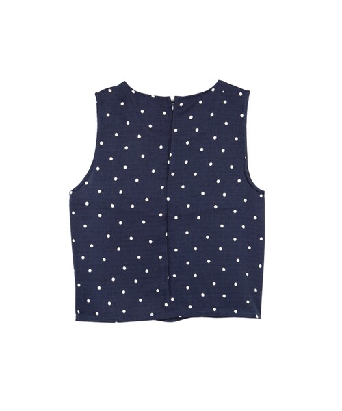 gracegift（グレースギフト）の「韓國俏甜水玉點點棉麻無袖背心（トップス・レディース・深藍/白・F）」の7枚目の写真