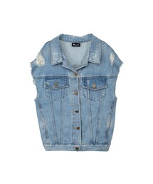 gracegift | 韓國街頭刷破抓鬚無袖牛仔背心(その他)