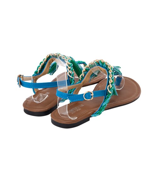 gracegift（グレースギフト）の「韓國編繩T字流蘇涼鞋（シューズ・レディース・藍綠/灰褐・36/37/38/39/40）」の4枚目の写真