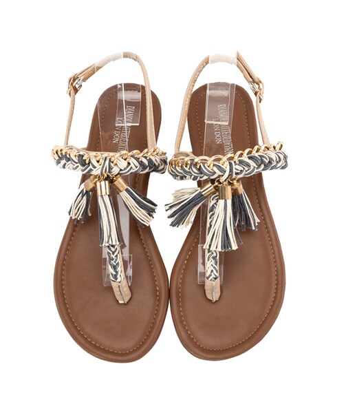 gracegift（グレースギフト）の「韓國編繩T字流蘇涼鞋（シューズ・レディース・藍綠/灰褐・36/37/38/39/40）」の14枚目の写真