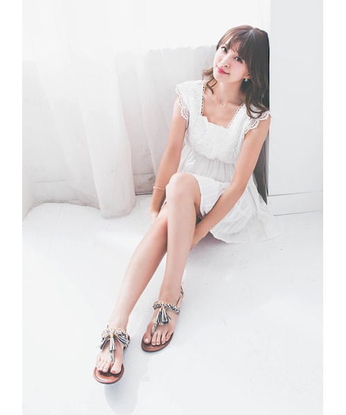 gracegift（グレースギフト）の「韓國編繩T字流蘇涼鞋（シューズ・レディース・藍綠/灰褐・36/37/38/39/40）」の19枚目の写真