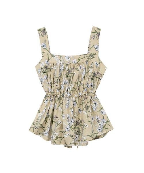 gracegift(グレースギフト)の「韓國春綻花蕾收腰綁結肩帶上衣(トップス・レディース・杏・F)」の2枚目の写真