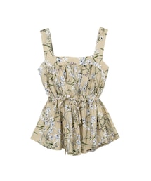 gracegift | 韓國春綻花蕾收腰綁結肩帶上衣(トップス)