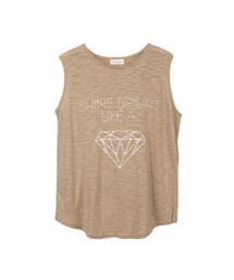 gracegift | 韓國時髦女孩鑽石印花無袖背心(トップス)