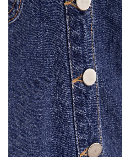 gracegift（グレースギフト）の「韓國甜美高腰排釦雙口袋牛仔裙（スカート・レディース・深藍・S/M）」の3枚目の写真